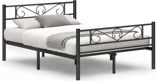 VASAGLE struttura letto matrimoniale in metallo, adatta per materasso 140 x 190 cm, per adulti bambini, non è necessaria la rete