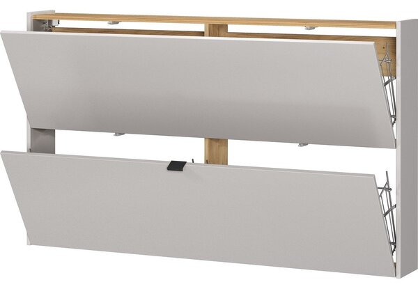 Scarpiera color crema con effetto rovere con ante ribaltabili/da parete 140x83x18 cm Ameca – Germania