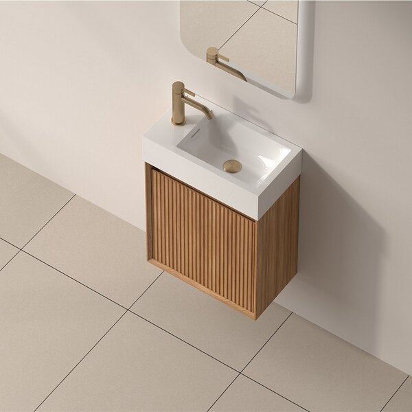 Mobiletto bagno 45 cm cannettato profondità 25 cm | KAM-NORTH-N45 - KAMALU