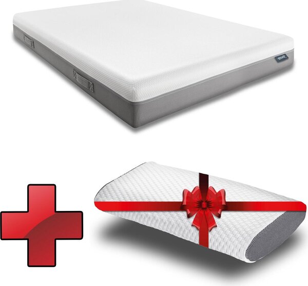 Materasso viscoelastico Sleezzz Premium 120 x 200 cm, altezza 20 cm, livello di rigidità H2/H3, con maniglie reversibili + cuscino Sleezzz® Cool ad effetto rinfrescante