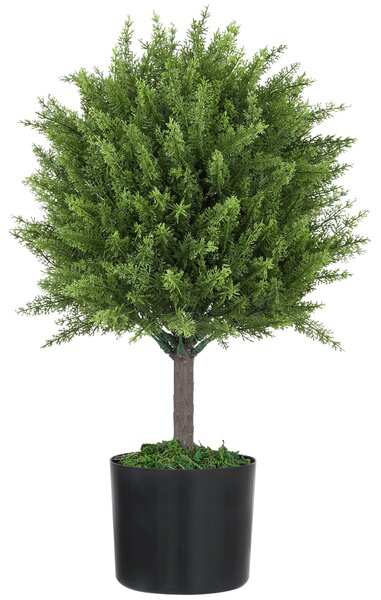 HOMCOM Pianta Finta Albero Cedro con Vaso Incluso per Interno ed Esterno, Altezza 55 cm, Verde