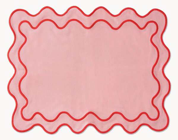 Set di 2 tovagliette americane in lino e cotone Wavy