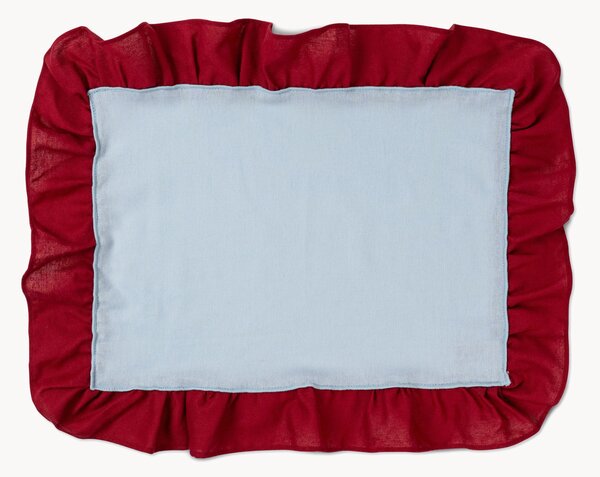 Set di 2 tovagliette americane in lino e cotone Ruffle