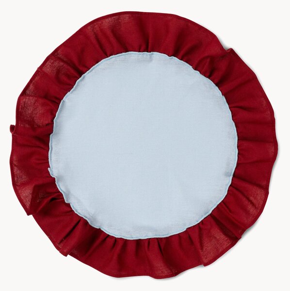 Set di 2 tovagliette rotonde in lino e cotone Ruffle