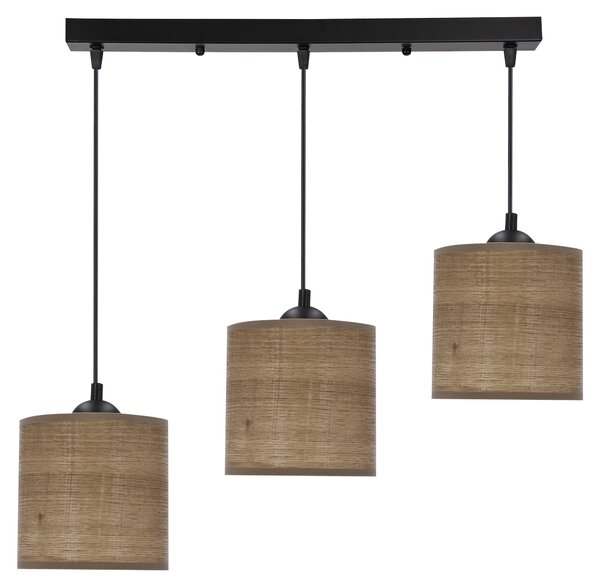 Lampada a sospensione scandinava e tavolo da pranzo LEGNO - 3xE27, 40W, noce / nero