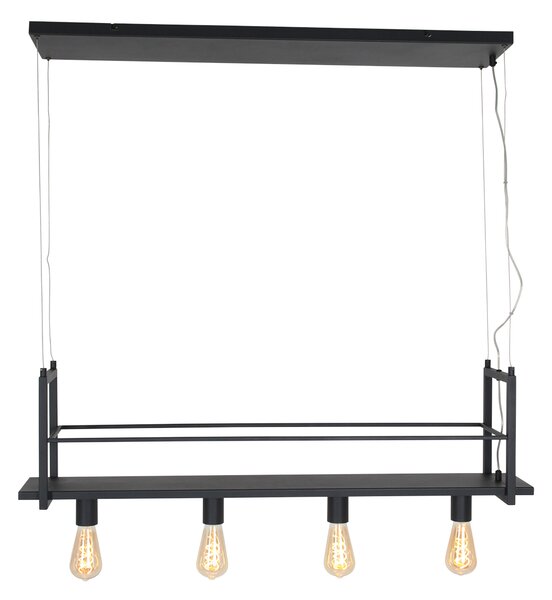 Mexlite - lampada a sospensione - Buckley - nero - metallo - grande lampada da tavolo da pranzo - E27 - 2983ZW