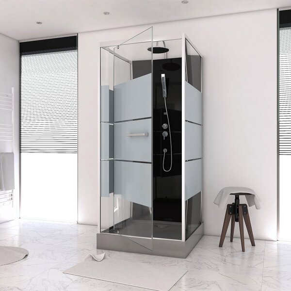 Doccia completa MARWELL Doccia completa Dusy 80 x 80 x 225 cm - set completo incl. piatto doccia e rubinetto - doccia rotonda con ingresso frontale