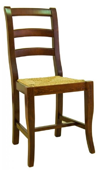 MOBILI 2G - SET 2 SEDIE IN LEGNO MASSELLO TINTA NOCE SEDUTA PAGLIA