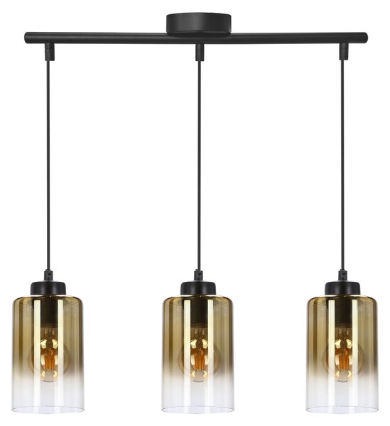 Lampada moderna a sospensione sopra il tavolo da pranzo ASPRA - 3xE27, 60W, nero / ambra