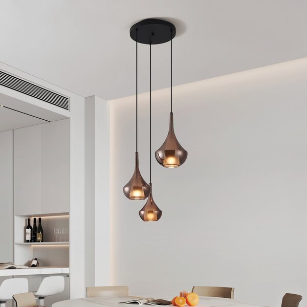 Lampada a sospensione Stars of Light, Almoster, dimmerabile, Rame, Soggiorno, Vetro, Moderno