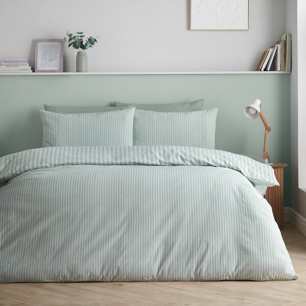 Set copripiumino e federa verde per letto matrimoniale 3 pezzi 200x200 cm Epping Textured Stripe – Catherine Lansfield