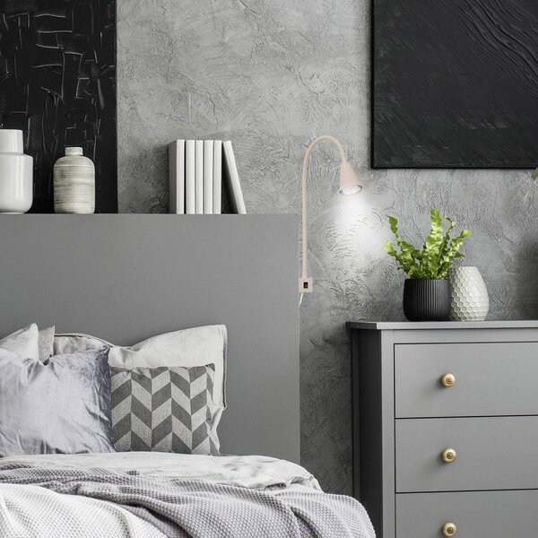 Briloner Applique a LED Tuso, beige, montaggio letto, metallo, braccio flessibile Tuso, Crema / Ambra, Camera da letto, Metallo, Moderno, Applique a LED