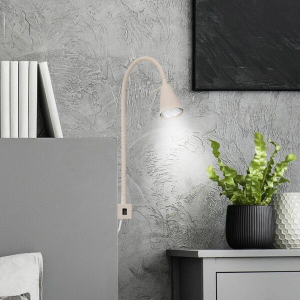 Briloner Applique a LED Tuso, beige, montaggio letto, metallo, braccio flessibile Tuso, Crema / Ambra, Camera da letto, Metallo, Moderno, Applique a LED