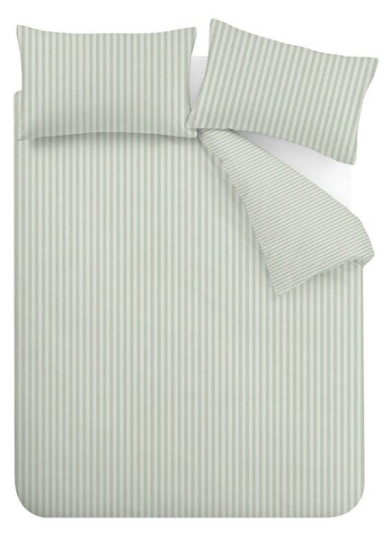Set copripiumino e federa verde per letto matrimoniale 3 pezzi 200x200 cm Epping Textured Stripe – Catherine Lansfield