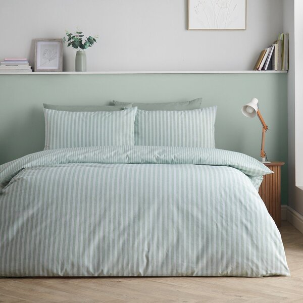 Set copripiumino e federa verde per letto matrimoniale 3 pezzi 200x200 cm Epping Textured Stripe – Catherine Lansfield