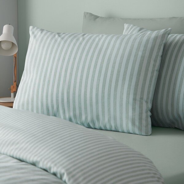Set copripiumino e federa verde per letto matrimoniale 3 pezzi 200x200 cm Epping Textured Stripe – Catherine Lansfield