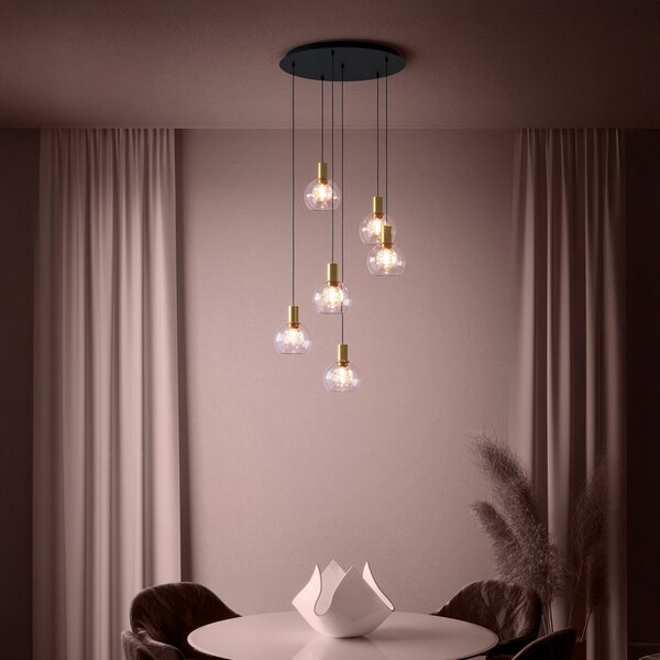 Lampada a sospensione Stars of Light, Terqu, dimmerabile, Dorato / Ottone, Soggiorno, Vetro, Moderno