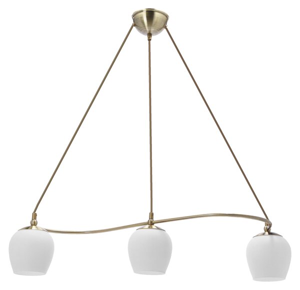 Lampada a sospensione rustica sopra il tavolo da pranzo SERANO - 3xE27, 60W, patina / bianco