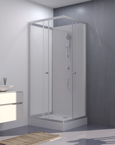 Doccia completa MARWELL Doccia completa White Dream 80 x 80 x 200 cm - set completo incl. piatto doccia e rubinetto - installazione reversibile - sistema di profili in alluminio di alta qualità