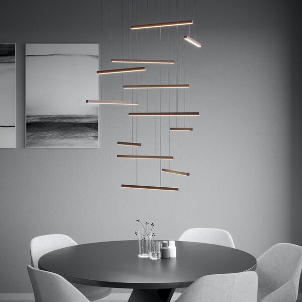 Lampada a sospensione Stars of Light, Lindoza, dimmerabile, Nero, Soggiorno, Metallo, Moderno
