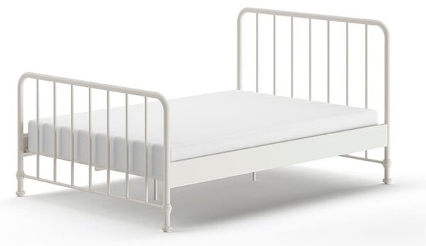 Letto singolo bianco in metallo con rete 140x200 cm BRONXX - Vipack