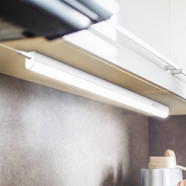 B.K. Licht Lampada LED sottopensile Xaver, lunghezza 87,3 cm, set da 2 pezzi 4000 K Xaver, Bianco / Opale, Cucina, Plastica, Lampade per mobili