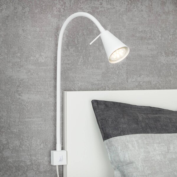 Briloner Applique a LED Tuso, bianco, montaggio letto, metallo Tuso, Bianco / Opale, Camera da letto, Metallo, Moderno, Applique a LED