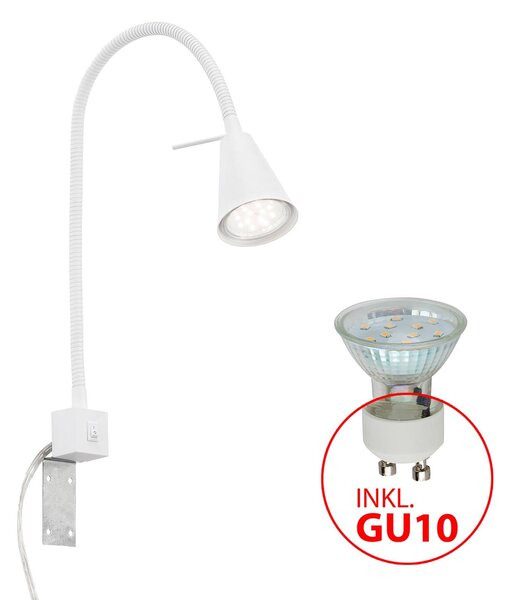 Briloner Applique a LED Tuso, bianco, montaggio letto, metallo Tuso, Bianco / Opale, Camera da letto, Metallo, Moderno, Applique a LED
