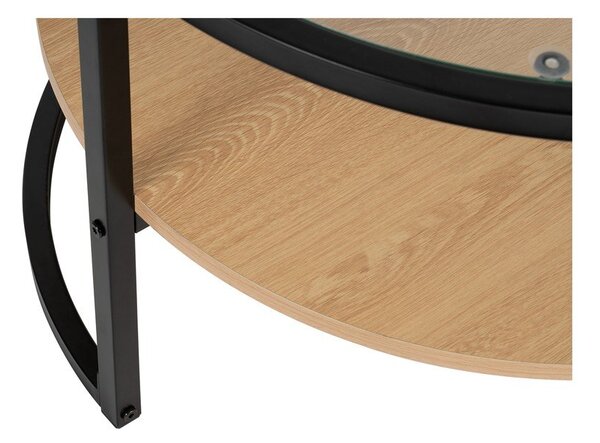 Tavolino da salotto rotondo nero/di colore naturale con effetto rovere ø 68 cm Zanu – Bonami Essentials