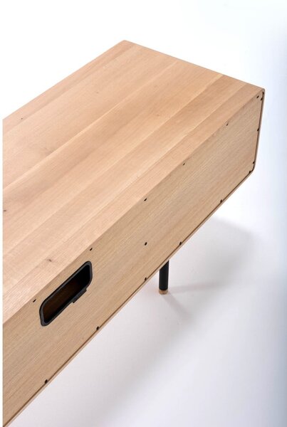 Mobile TV nero-color legno naturale in legno di quercia 160x48 cm Fina - Gazzda
