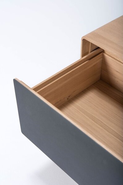 Mobile TV nero-color legno naturale in legno di quercia 160x48 cm Fina - Gazzda