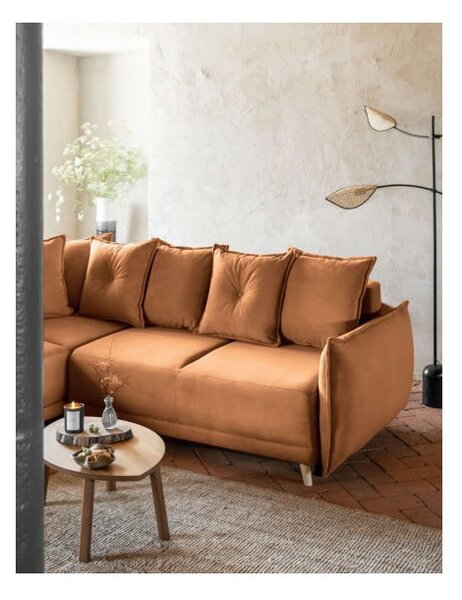 Divano letto in velluto a coste color mattone (variabile) Lazy Lukka - Miuform