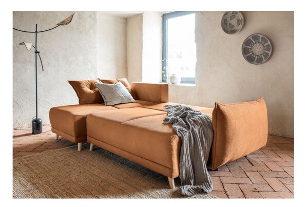 Divano letto in velluto a coste color mattone (variabile) Lazy Lukka - Miuform