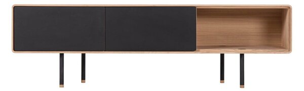 Mobile TV nero-color legno naturale in legno di quercia 160x48 cm Fina - Gazzda