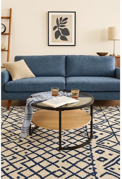 Tavolino da salotto rotondo nero/di colore naturale con effetto rovere ø 68 cm Zanu – Bonami Essentials