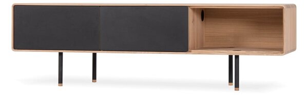 Mobile TV nero-color legno naturale in legno di quercia 160x48 cm Fina - Gazzda