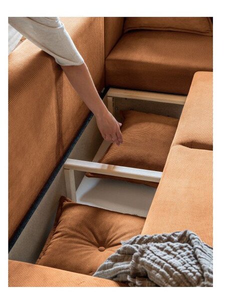 Divano letto in velluto a coste color mattone (variabile) Lazy Lukka - Miuform