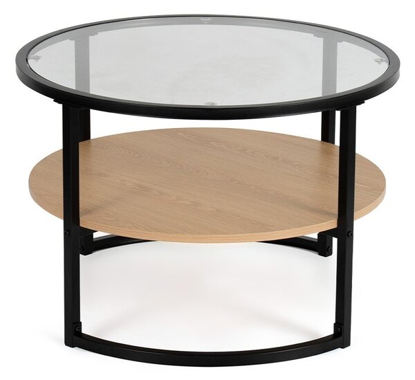 Tavolino da salotto rotondo nero/di colore naturale con effetto rovere ø 68 cm Zanu – Bonami Essentials