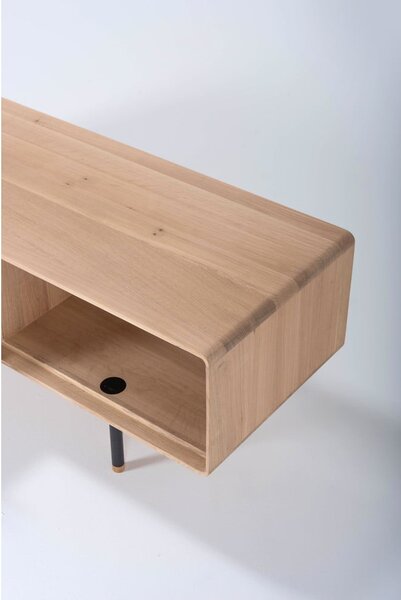 Mobile TV nero-color legno naturale in legno di quercia 160x48 cm Fina - Gazzda
