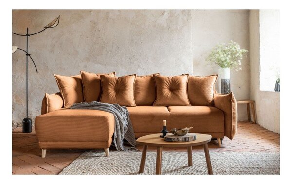 Divano letto in velluto a coste color mattone (variabile) Lazy Lukka - Miuform