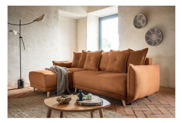 Divano letto in velluto a coste color mattone (variabile) Lazy Lukka - Miuform