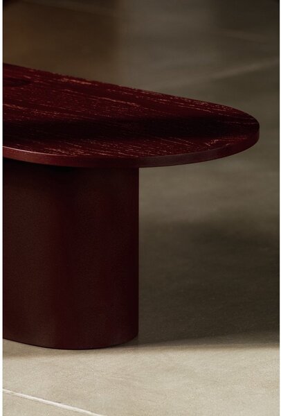 Tavolino da salotto burgundy con piano effetto rovere 50x115 cm Looi – noo.ma