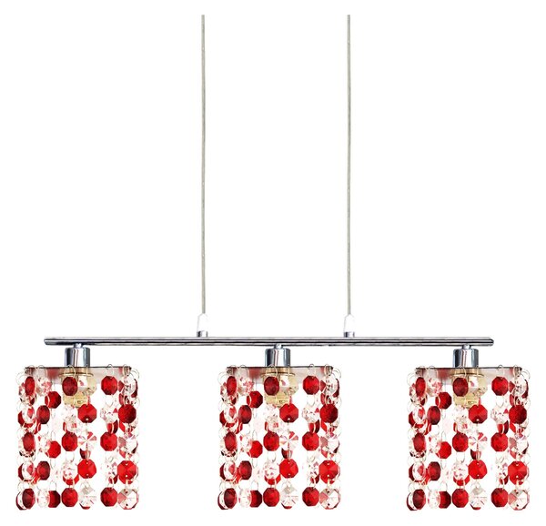 Lampada a sospensione sopra il tavolo da pranzo CLASSIC - 3xG9, 40W, cromata / rossa