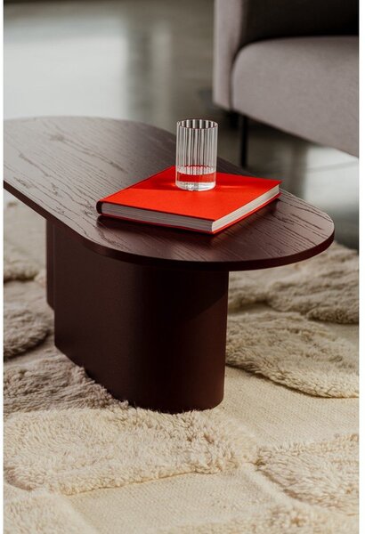 Tavolino da salotto burgundy con piano effetto rovere 50x115 cm Looi – noo.ma