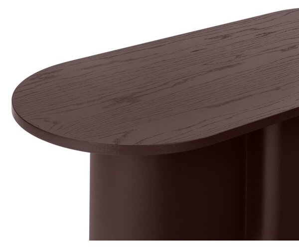 Tavolino da salotto burgundy con piano effetto rovere 50x115 cm Looi – noo.ma
