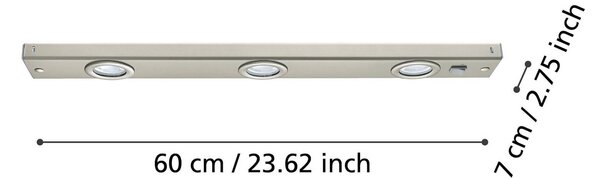 EGLO Lampada da mobili Kob LED con interruttore, nichel, Alluminio / Grigio / Zincato, Cucina, Metallo, Moderno, Lampade per mobili