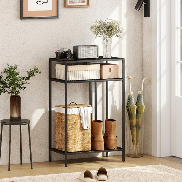 DecHome Consolle Ingresso Design Industriale con 3 Ripiani in Acciaio Dimensioni 55x30x85 cm colore Nero
