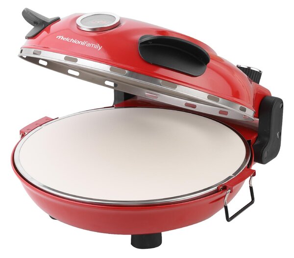 Melchioni Forno Pizza Elettrico Potenza 1300 Watt con Termometro e Doppia Resistenza colore Rosso - 118380029 BELLANAPOLI PLUS