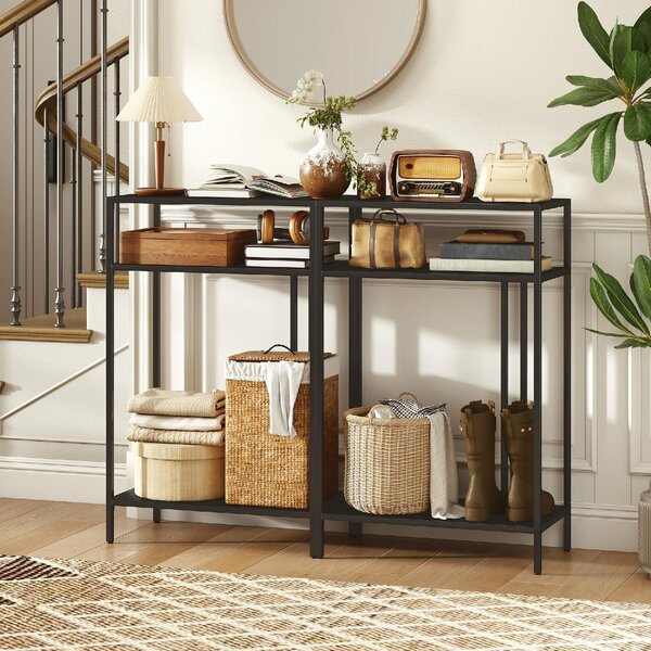DecHome Consolle Ingresso Design Industriale con 3 Ripiani in Acciaio Dimensioni 55x30x85 cm colore Nero