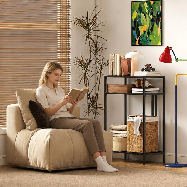 DecHome Consolle Ingresso Design Industriale con 3 Ripiani in Acciaio Dimensioni 55x30x85 cm colore Nero